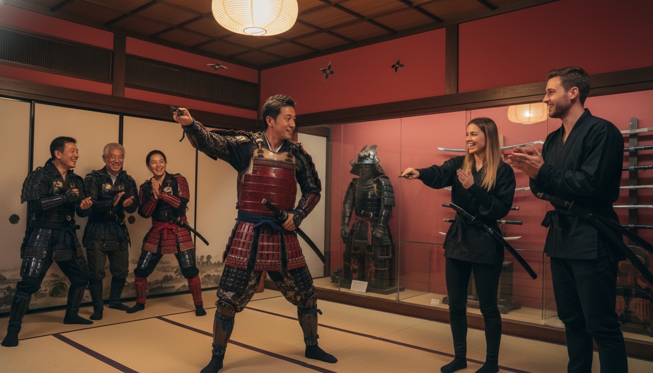 Samurai Ninja Museum Asakusa Tokyoで甲冑と忍者体験を楽しむイメージ