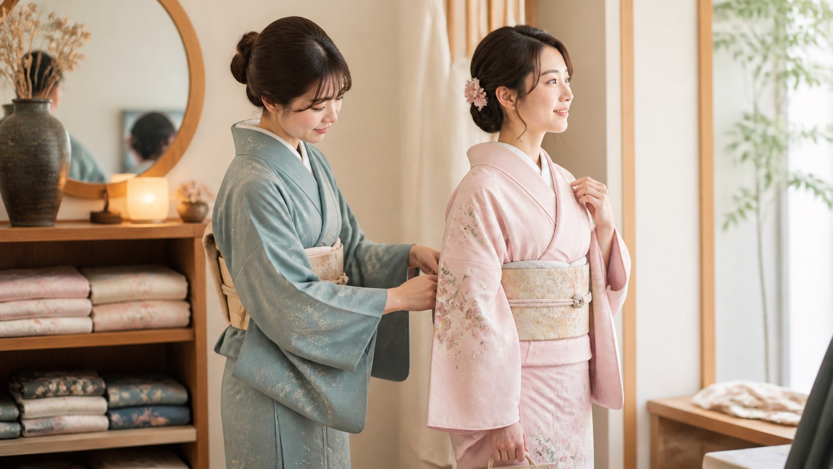着物レンタル 浅草MAKOで支度を整える体験イメージ